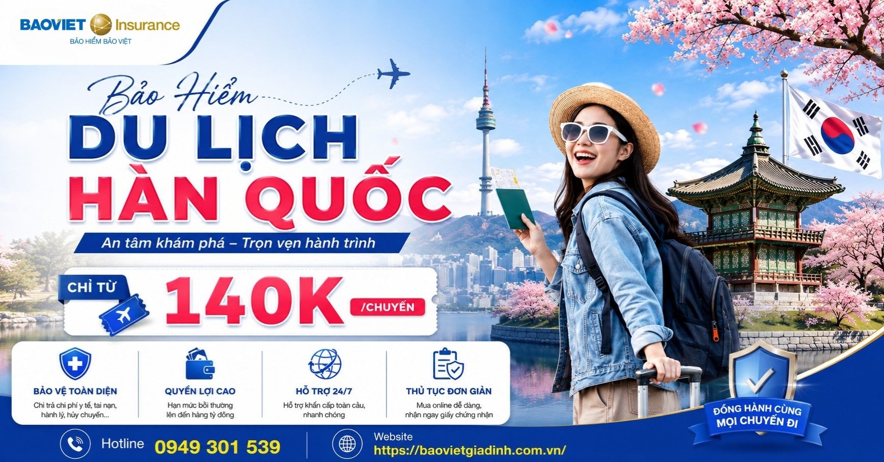 Bảo Hiểm Du Lịch Hàn Quốc - Chỉ Từ 140k/Chuyến | Bảo Việt