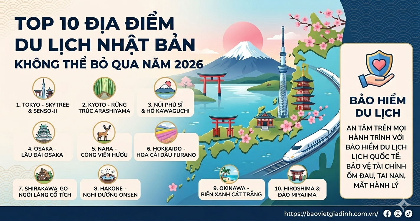 Top 10 Địa Điểm Du Lịch Nhật Bản "Hot" Nhất Năm 2026 Bạn Phải Đến