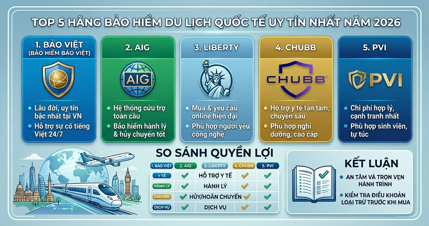 Top 5 Hãng Bảo Hiểm Du Lịch Quốc Tế Uy Tín Nhất 2026
