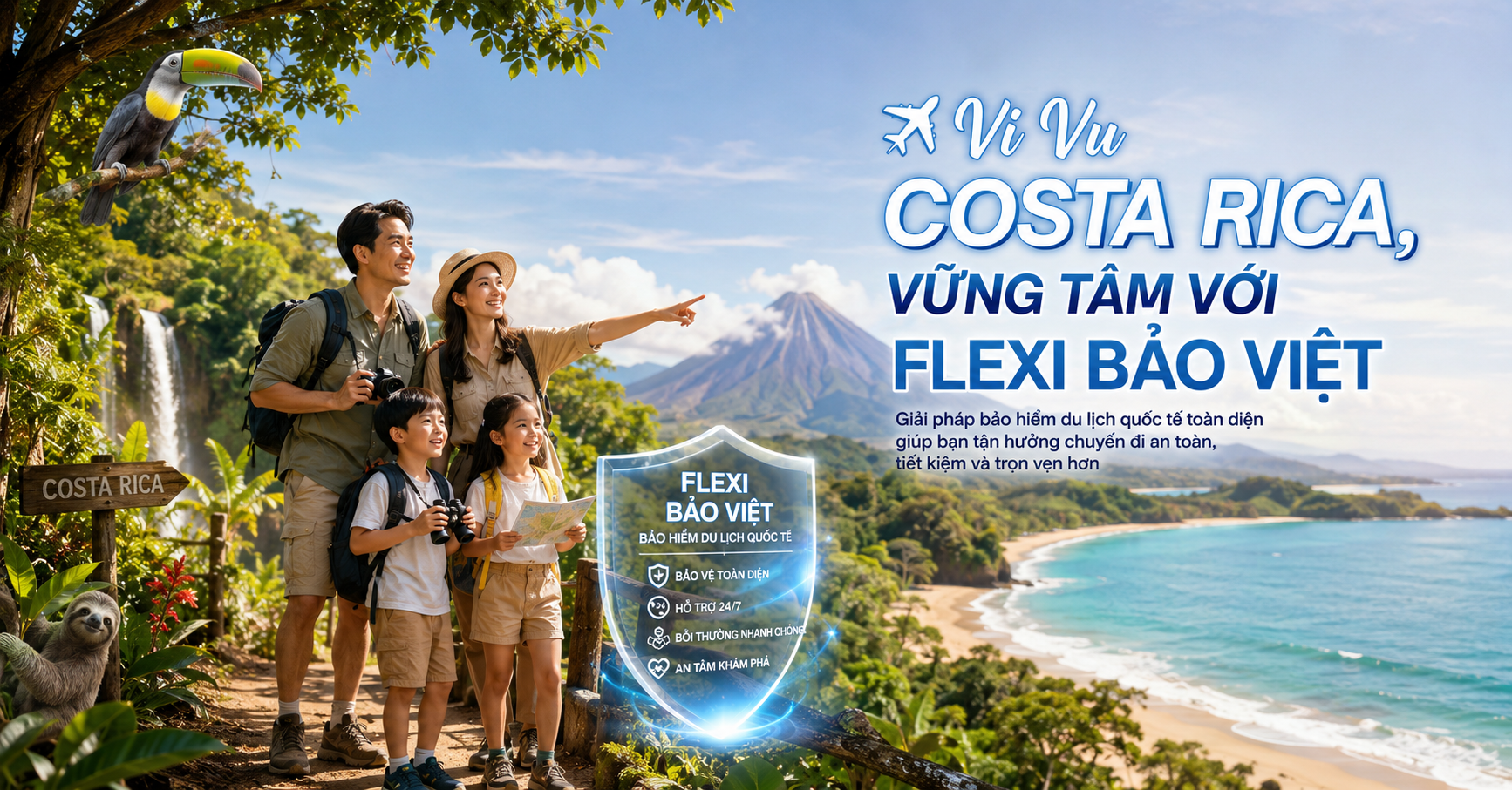 Bảo hiểm du lịch Costa Rica: Hành trình an toàn, tối ưu ngân sách cùng Flexi Bảo Việt